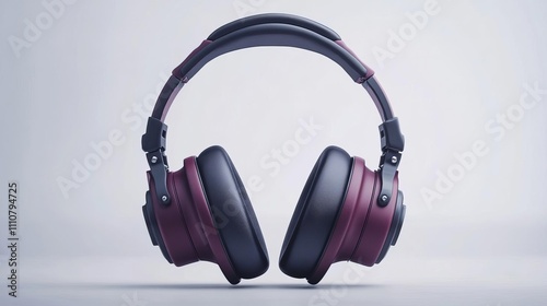 Stylish Burgundy Black Over Ear Headphones Audio Music Device photo