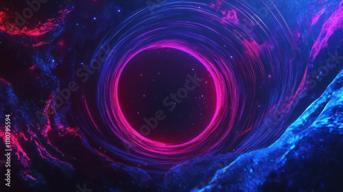 Abstract Cosmic Swirl with Bright Colors and Deep Space Vortex