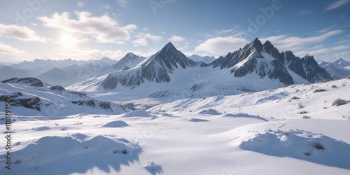 Wallpaper Mural Mountain range covered in a blanket of fresh snow, nature, colorful, landscape, winter Torontodigital.ca