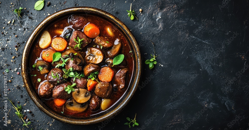 Beef Bourguignon - Traditional French Meat Stew. AI generated illustration. Beef Bourguignon - Traditional French Meat Stew. AI generated illustration.