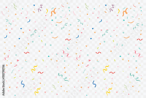 Colorful scrap paper on transparent background, graphic element for congratulation banner design