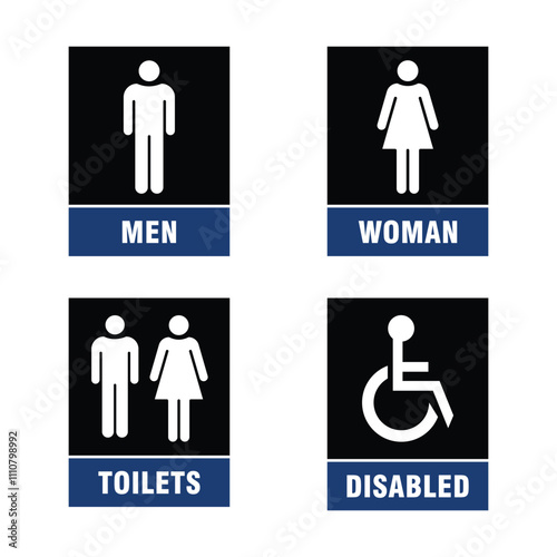 Set of Toilet Signs