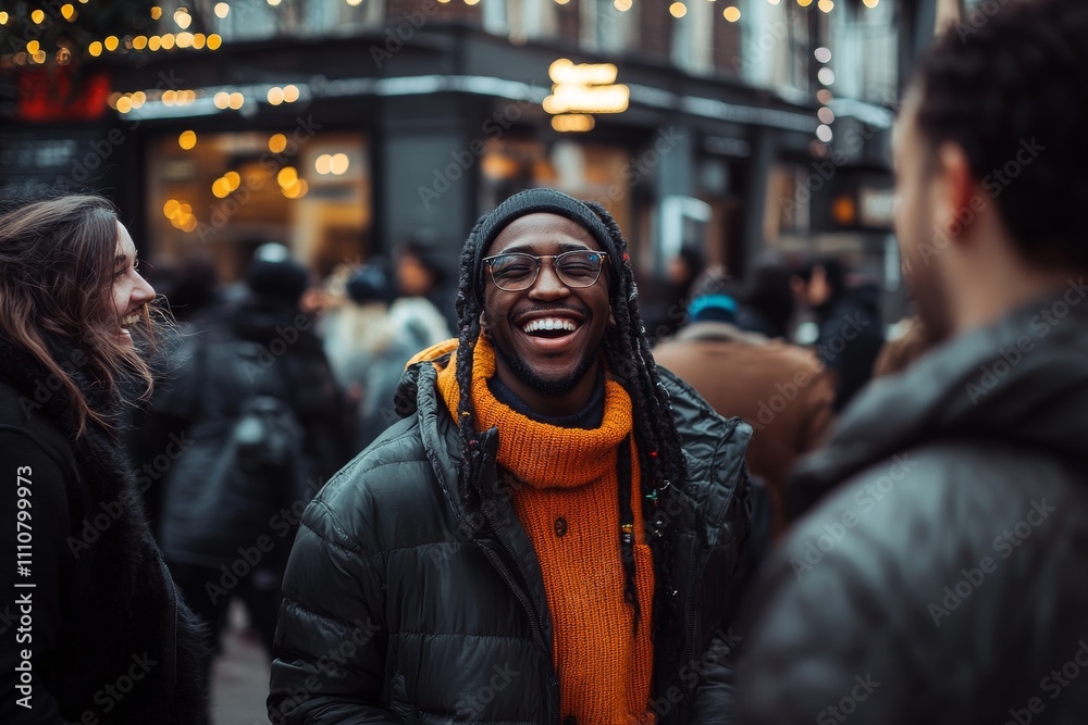 Joyful Black Man with Dreadlocks Smiling in the City Joyful Black Man with Dreadlocks Smiling in the City