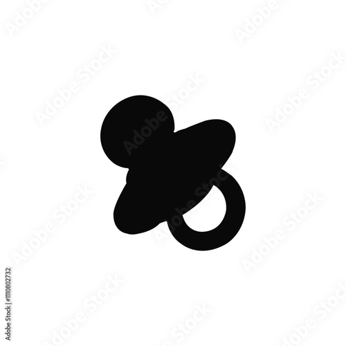 Black baby pacifier silhouette. Illustration of a pacifier on white background.