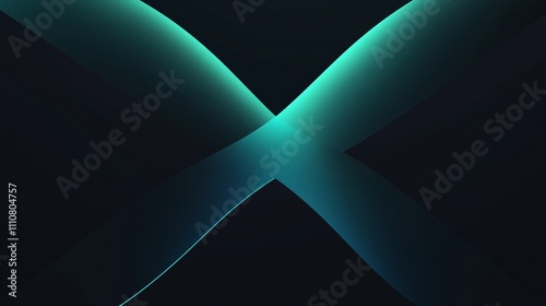 Minimalist abstract background with blue and green gradient shapes on black.