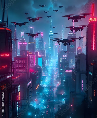 Neon-Lit Cyberpunk Cityscape