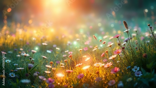 Magical Meadow with Glowing Flowers