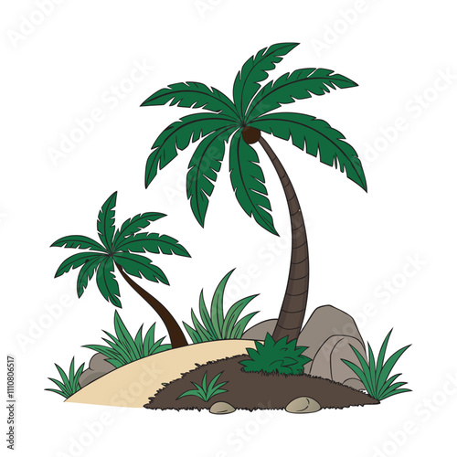 Tree on isolated island, solitary tree standing on a serene, showcasing natural beauty and peaceful solitude