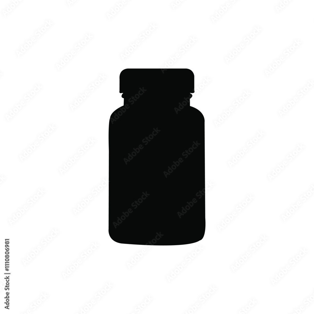 Bottle of medicine. The best vitamin tablets medical bottle silhouette. Bottle of medicine. The best vitamin tablets medical bottle silhouette.