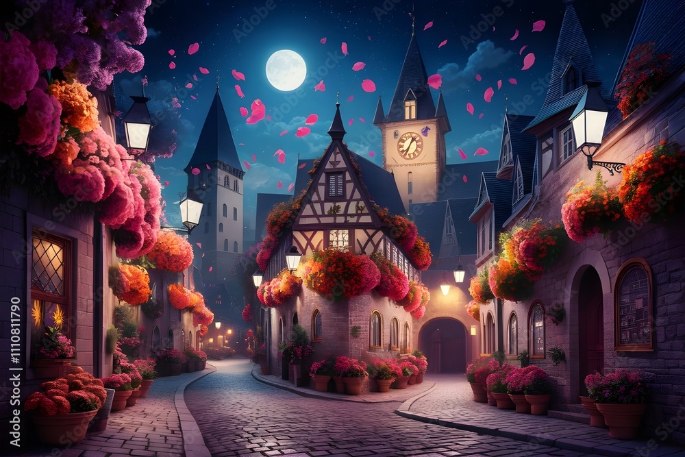Fototapeta premium halloween background with haunted house, castle, cemetery, graveyard, scary, spooky, horror scene 