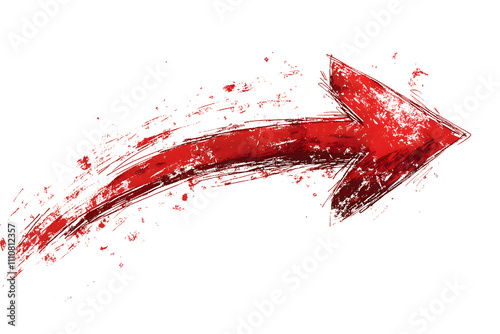 Red Grunge Arrow: Dynamic and powerful, this red grunge arrow bursts across the frame, its textured form conveying a sense of urgent motion and direction. Perfect for projects needing a bold.