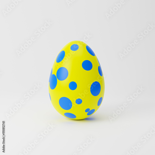 Colorful decorated Easter egg isolated over white background. Mockup template. 3d rendering.