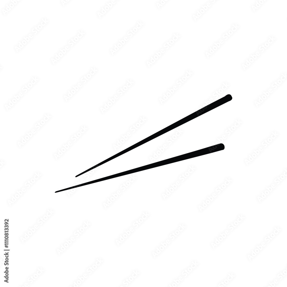 Chopstick vector chinese sushi isolated black white japanese chop food stick. Silhouette of a chopstick. Chopstick vector chinese sushi isolated black white japanese chop food stick. Silhouette of a chopstick.