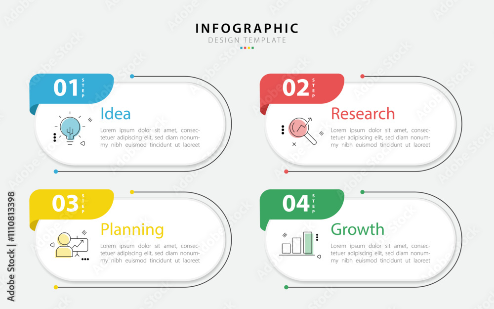 Naklejka premium Timeline infographic template. 4 Step timeline journey, calendar Flat simple infographics design template. presentation graph. Business concept with 4 options, vector illustration.