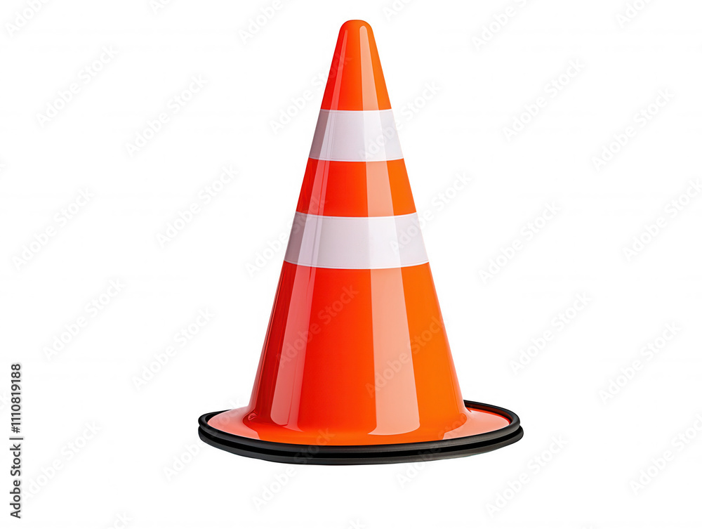 Vibrant Orange Plastic Traffic Cone Standing Tall Against Dark Background Vibrant Orange Plastic Traffic Cone Standing Tall Against Dark Background