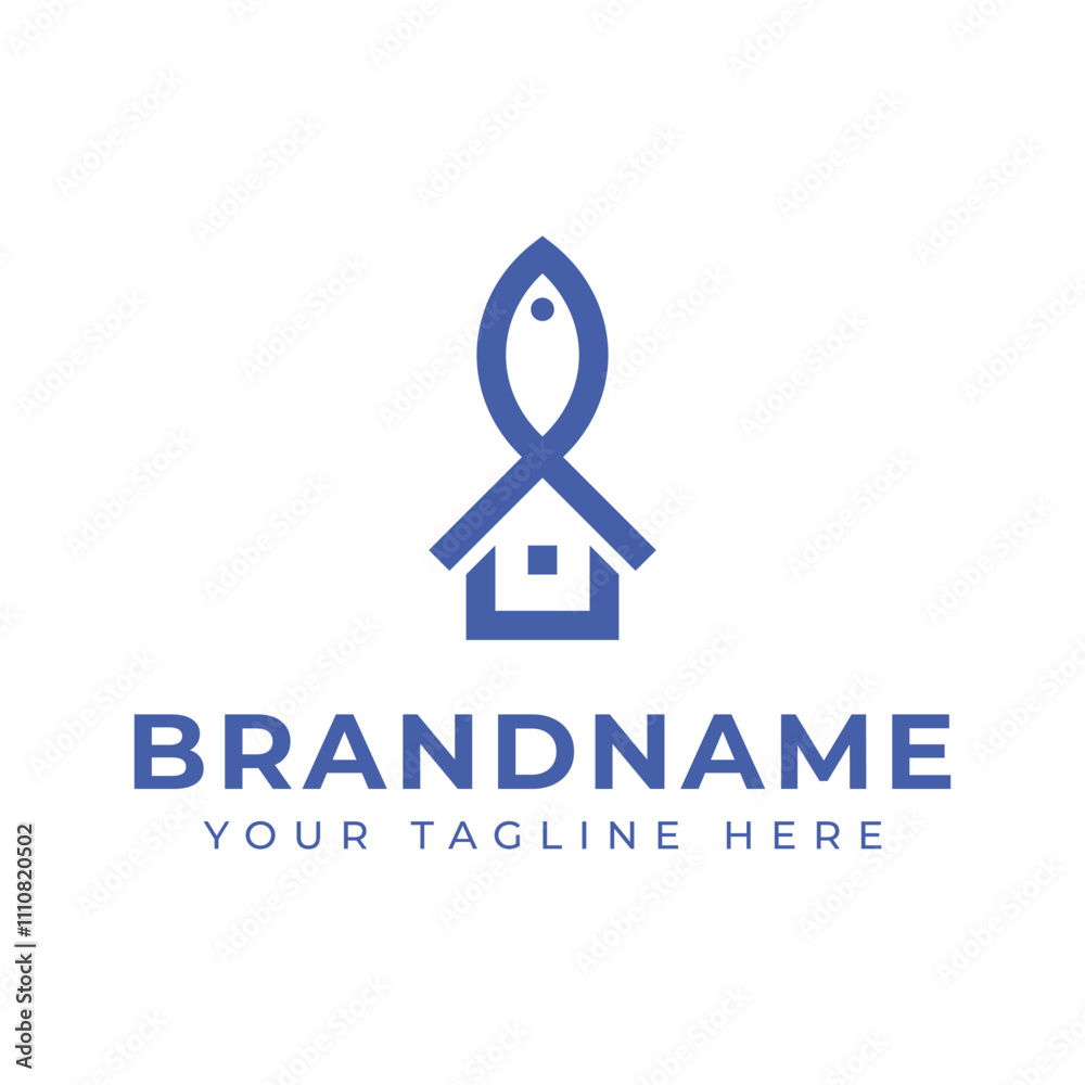 Fish Home Modern Logo, representing harmony, nature, and home living Fish Home Modern Logo, representing harmony, nature, and home living