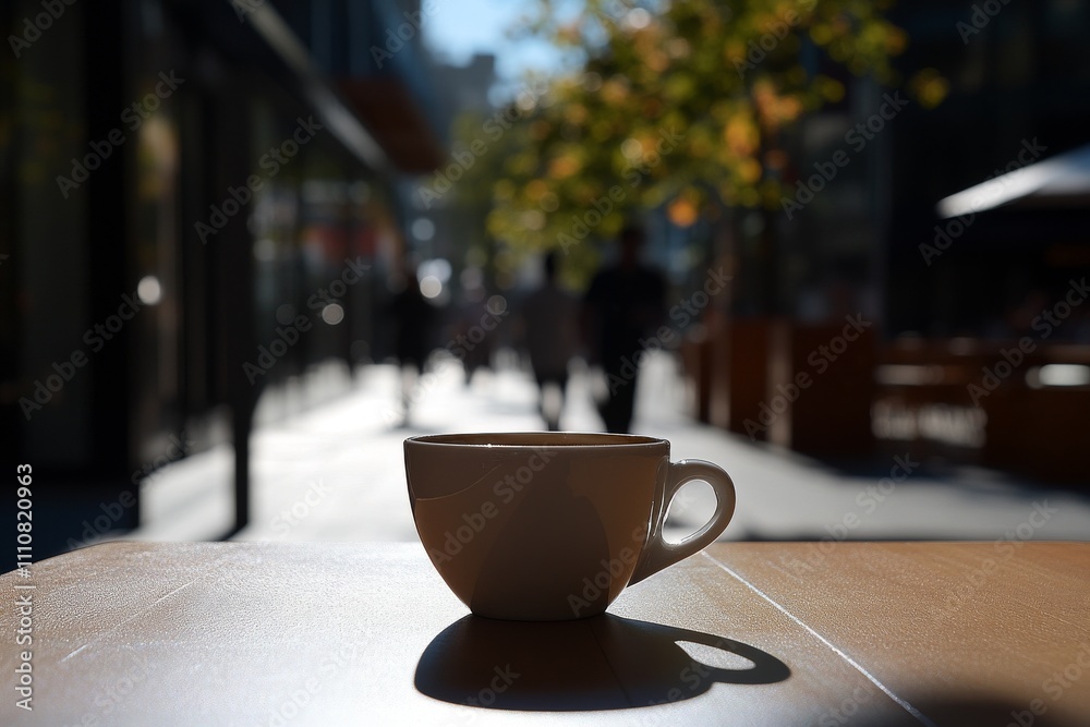 Fototapeta premium A Cup of Coffee on a Sunny Day at an Outdoor Cafe