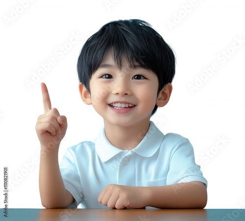 Young Boy Giving Instructions in Classroom Setting With Focused Expression