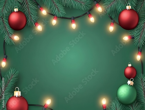 Festive Green Backdrop with lights, Christmas lights on green backdrop