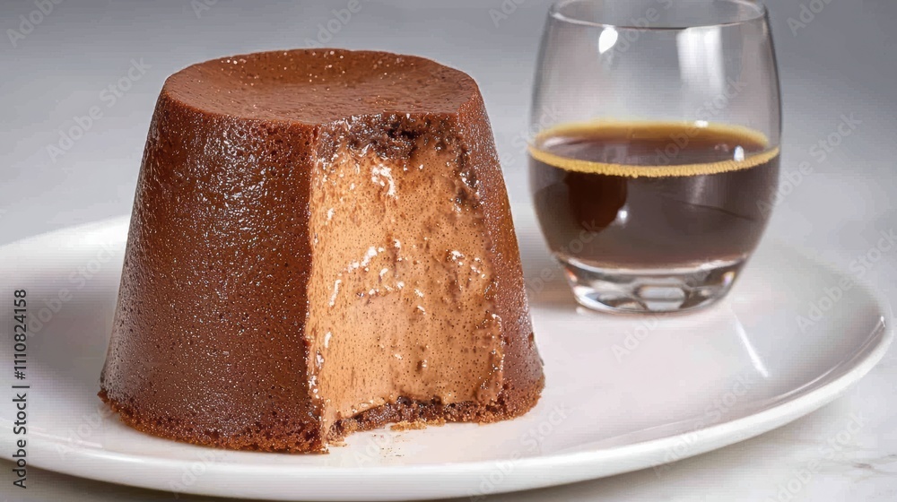 Delicious chocolate mousse served on a plate with a glass of coffee, perfect for dessert lovers and culinary enthusiasts. Delicious chocolate mousse served on a plate with a glass of coffee, perfect for dessert lovers and culinary enthusiasts.