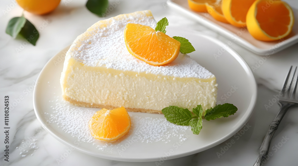 Mandarin Orange Cotton Cheesecake with Yuzu Curd and Citrus Supremes, Japanese Dessert Photography Mandarin Orange Cotton Cheesecake with Yuzu Curd and Citrus Supremes, Japanese Dessert Photography