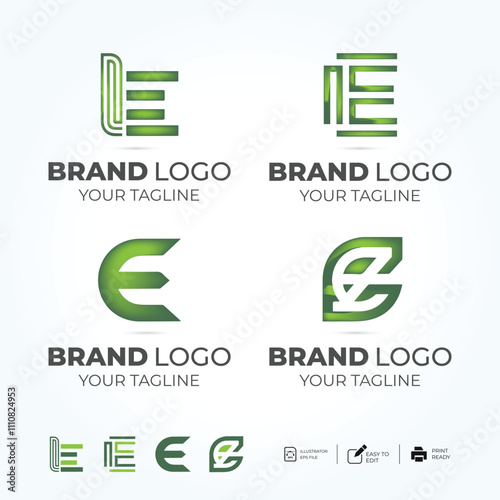 vector E Letter minimalist creative business company Logo Design Free Icon photo