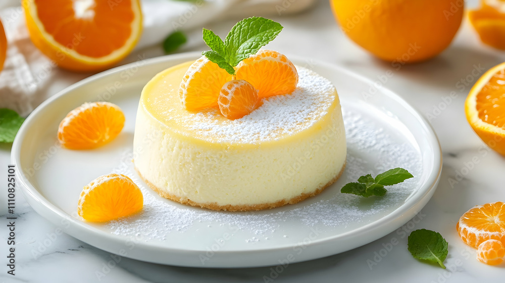 Mandarin Orange Cotton Cheesecake with Yuzu Curd and Citrus Supremes, Japanese Dessert Photography Mandarin Orange Cotton Cheesecake with Yuzu Curd and Citrus Supremes, Japanese Dessert Photography