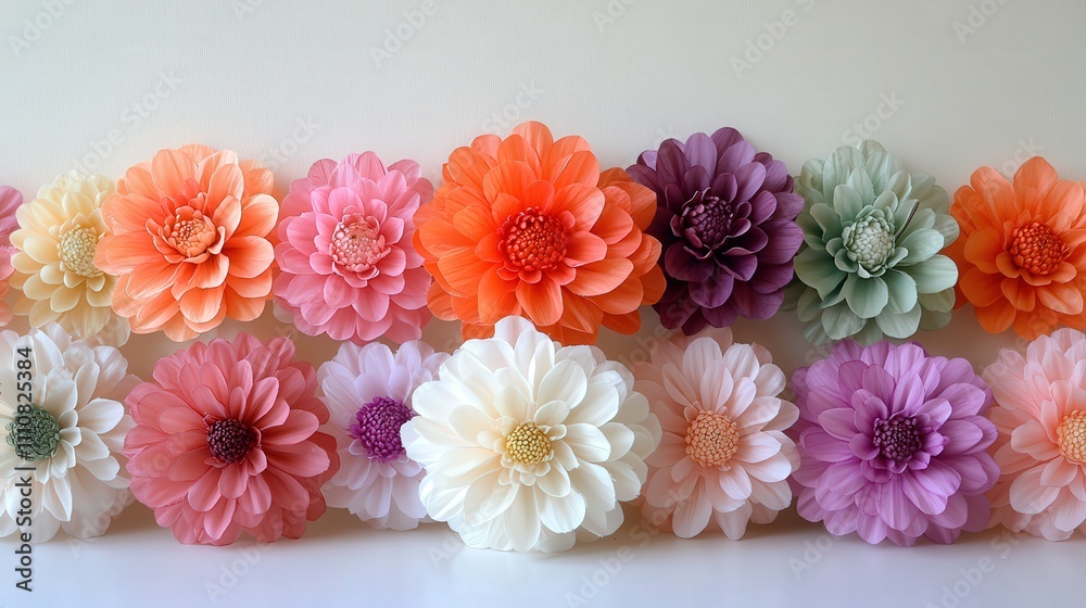 Obraz premium A vibrant arrangement of artificial flowers in various colors and sizes.
