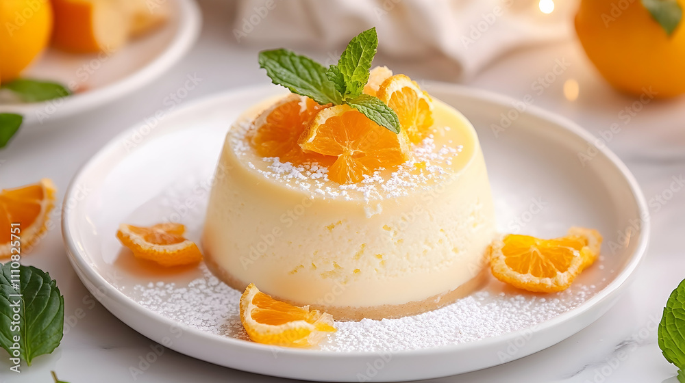 Mandarin Orange Cotton Cheesecake with Yuzu Curd and Citrus Supremes, Japanese Dessert Photography Mandarin Orange Cotton Cheesecake with Yuzu Curd and Citrus Supremes, Japanese Dessert Photography