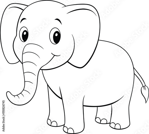 Elephant continuous line art vector illustration photo