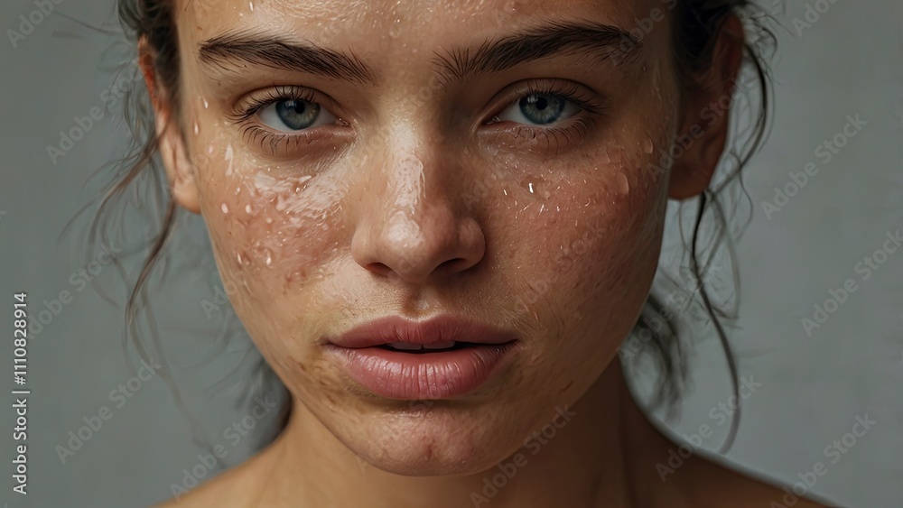 portrait of a woman, close up of the face of a young woman with tears on her cheek,generative ai portrait of a woman, close up of the face of a young woman with tears on her cheek,generative ai