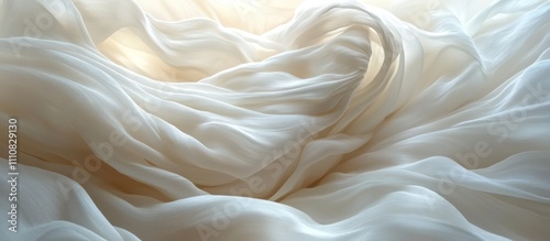 Soft, white fabric with a flowing and delicate texture.