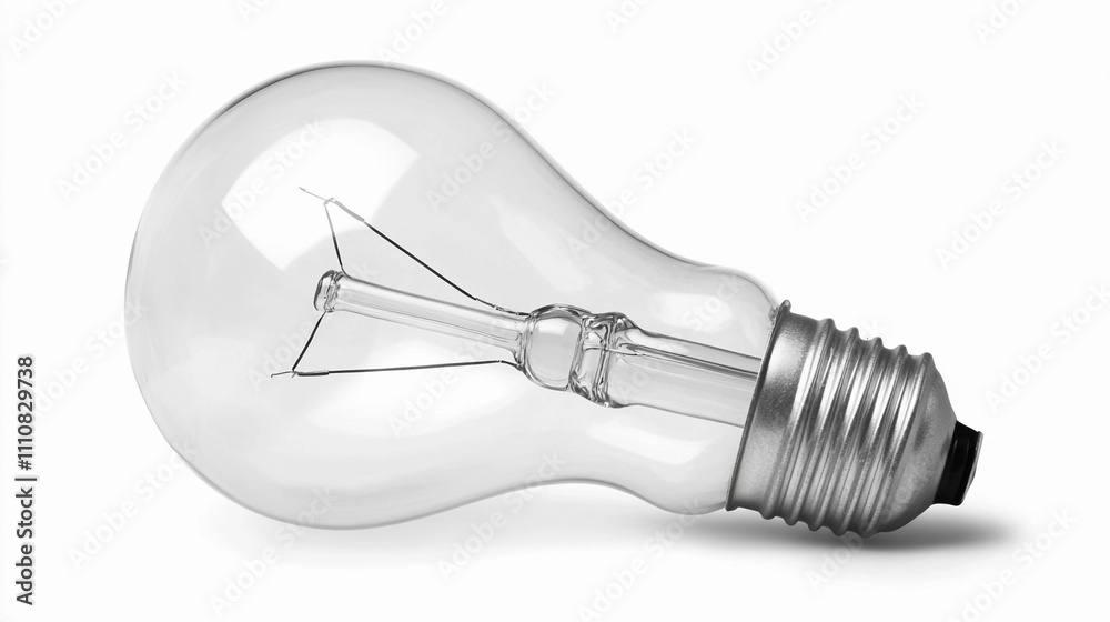 Clear incandescent light bulb with metallic base on a white background Clear incandescent light bulb with metallic base on a white background