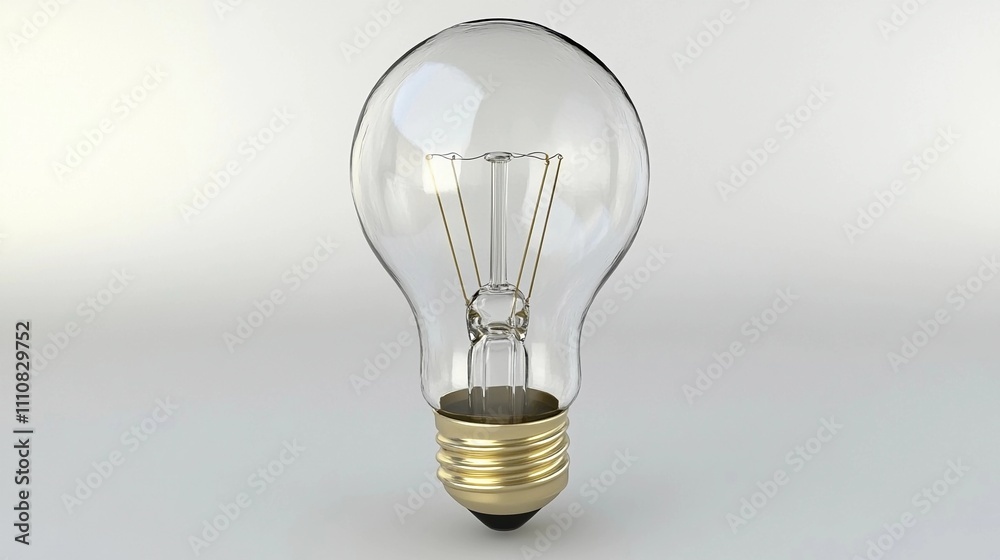Light bulb showcasing classic design with transparent glass and brass base Light bulb showcasing classic design with transparent glass and brass base