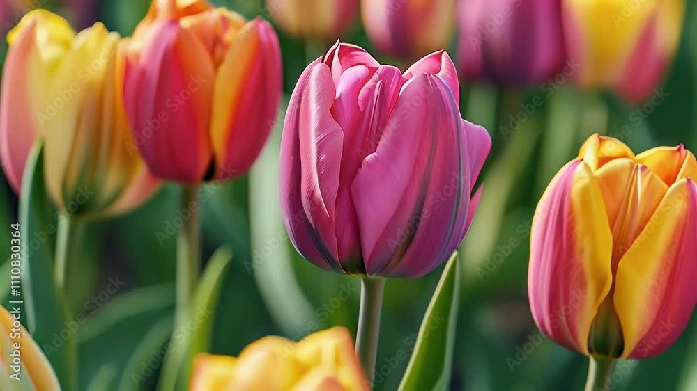 A vibrant display of tulips in various shades, showcasing nature's beauty in spring. A vibrant display of tulips in various shades, showcasing nature's beauty in spring.