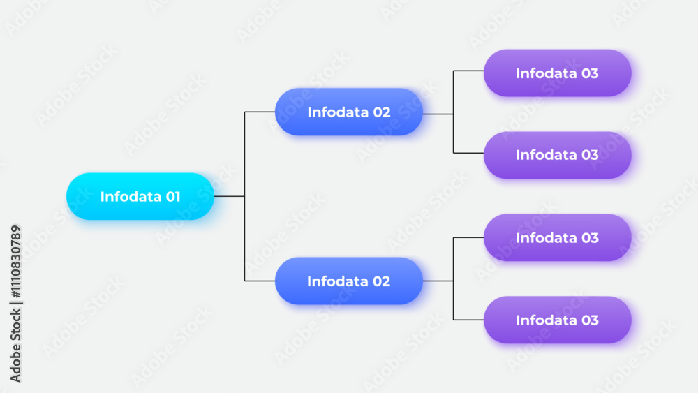 Business hierarchy chart infographics. Corporate organizational structure graphic elements with 3 levels. The top-level connects to 6 subordinate nodes Business hierarchy chart infographics. Corporate organizational structure graphic elements with 3 levels. The top-level connects to 6 subordinate nodes