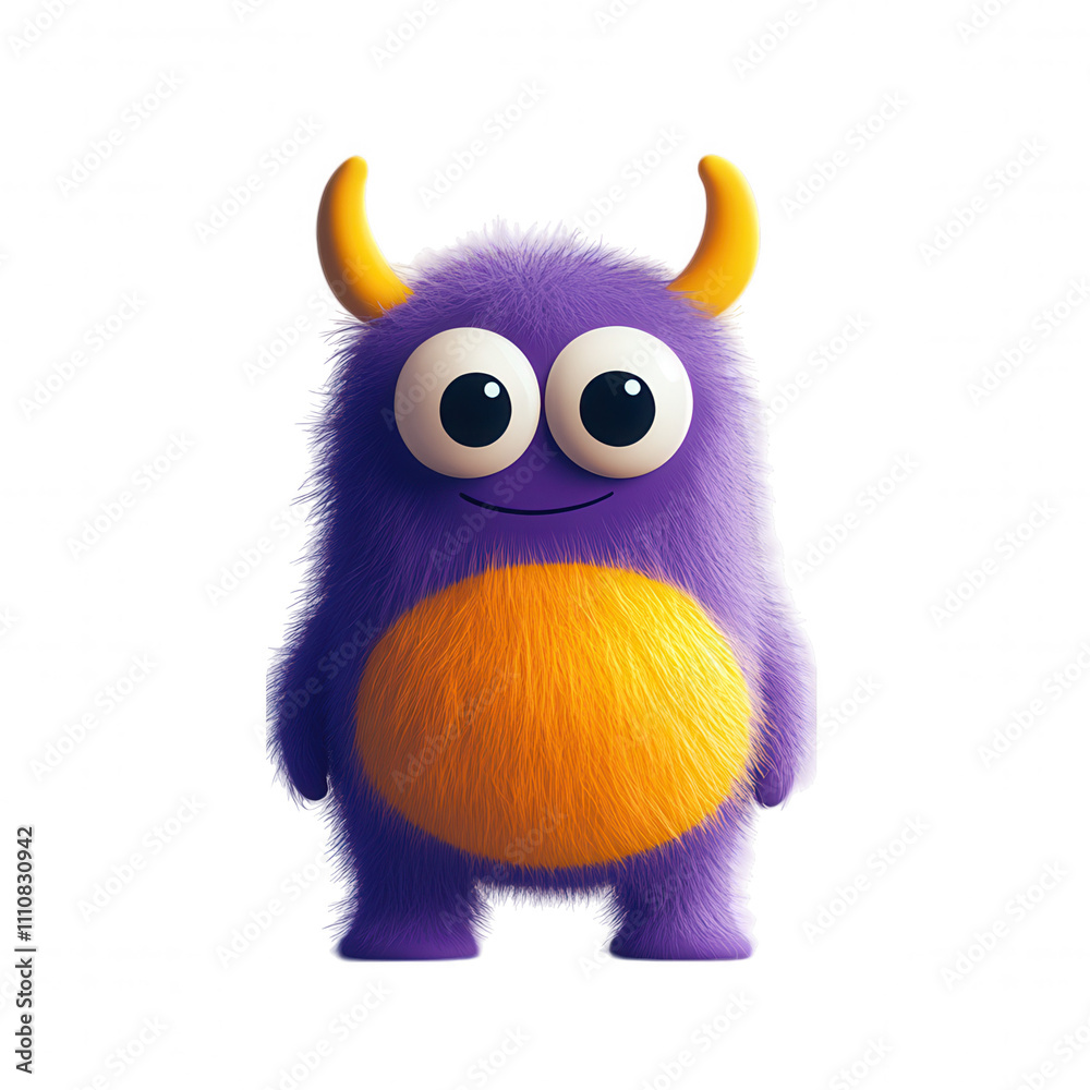 Fototapeta premium Whimsical Purple Cartoon Creature Digital Illustration - Playful Mammal Fish Hybrid