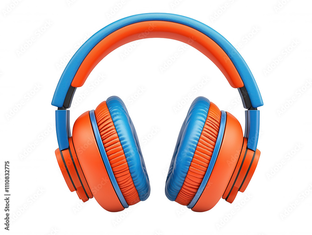 Stylized Blue Orange Headphones Brand Logo with Graphic Design Elements, Modern Audio Technology Style Stylized Blue Orange Headphones Brand Logo with Graphic Design Elements, Modern Audio Technology Style