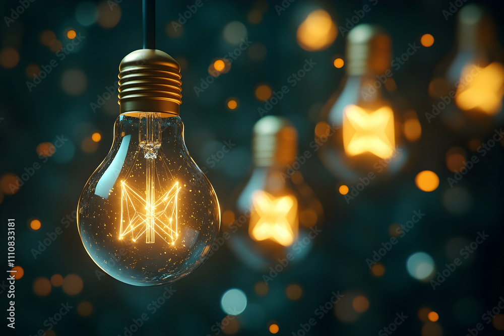 Glowing lightbulb with butterfly shape inside, bokeh background. Glowing lightbulb with butterfly shape inside, bokeh background.