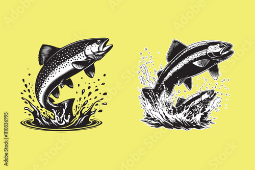 Jumping Troutfish vector photo