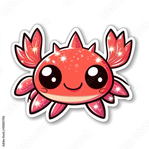 Adorable cartoon red crab with sparkling glitter design. photo