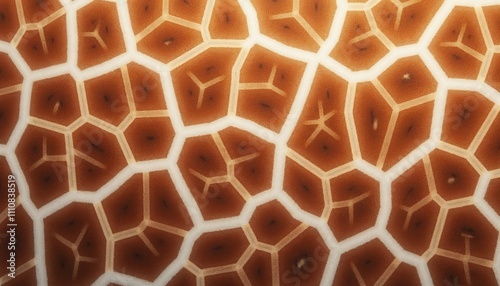 Giraffe skin pattern with brown geometric spots photo