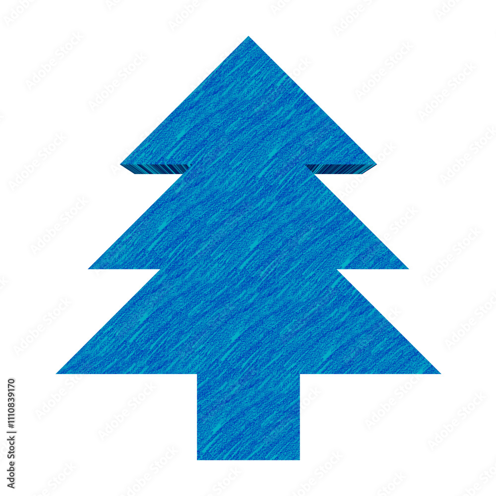 Fototapeta premium 3D blue texture Christmas Tree on transparent background