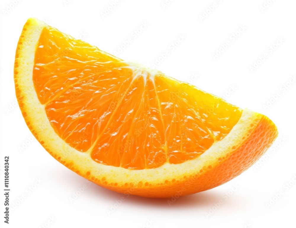 Slice of Orange on White Background. Simple and Fresh Minimalist Design. Slice of Orange on White Background. Simple and Fresh Minimalist Design.