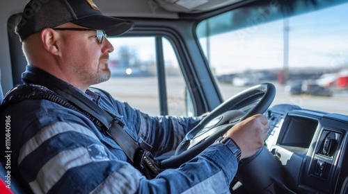 Dedicated Professional Truck Driver Focused on the Road