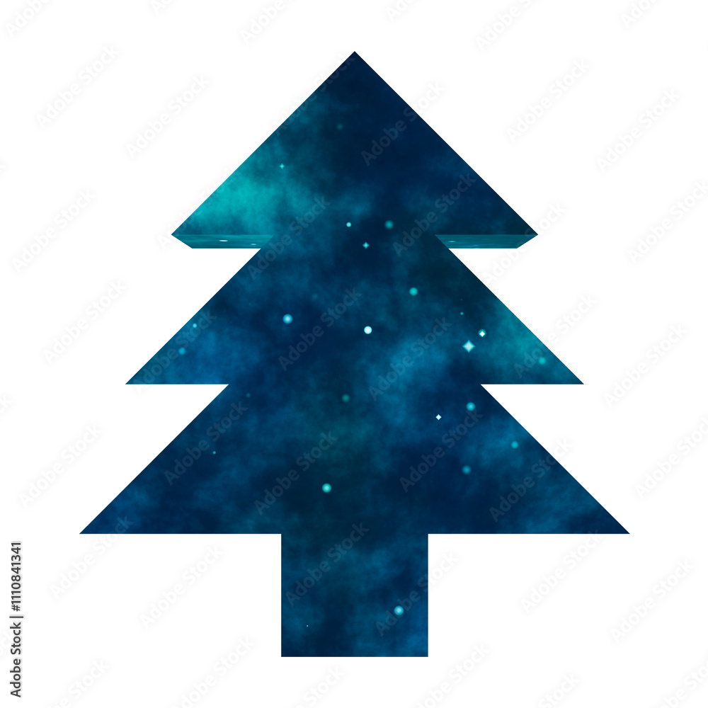 Fototapeta premium 3D Christmas Tree with blue radianceon transparent background