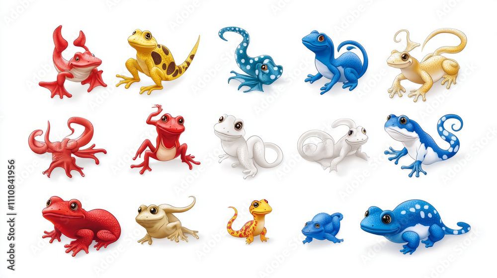 Cute and Whimsical Cartoon Frogs and Lizards Cute and Whimsical Cartoon Frogs and Lizards