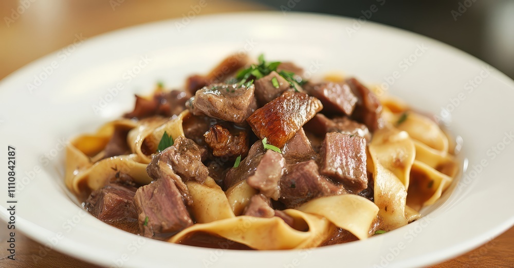 Pappardelle Pasta with Wild Boar Sauce. AI generated illustration. Pappardelle Pasta with Wild Boar Sauce. AI generated illustration.