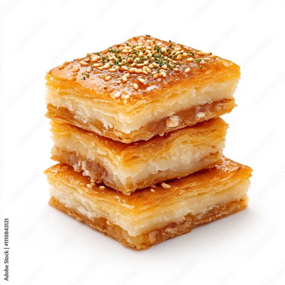 Macro Shot of Delicious Turkish Side Dish Kabak Mucveri on White Background Macro Shot of Delicious Turkish Side Dish Kabak Mucveri on White Background