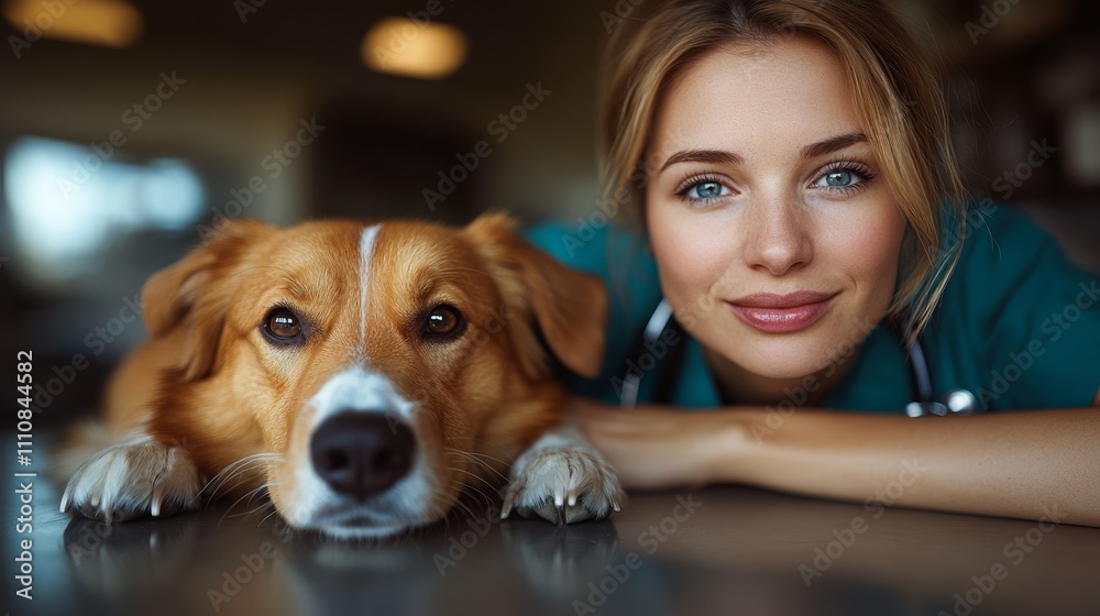 A veterinarian smiling next to a dog on an examination table, symbolizing compassion, pet care, and professional veterinary services. . A veterinarian smiling next to a dog on an examination table, symbolizing compassion, pet care, and professional veterinary services. .